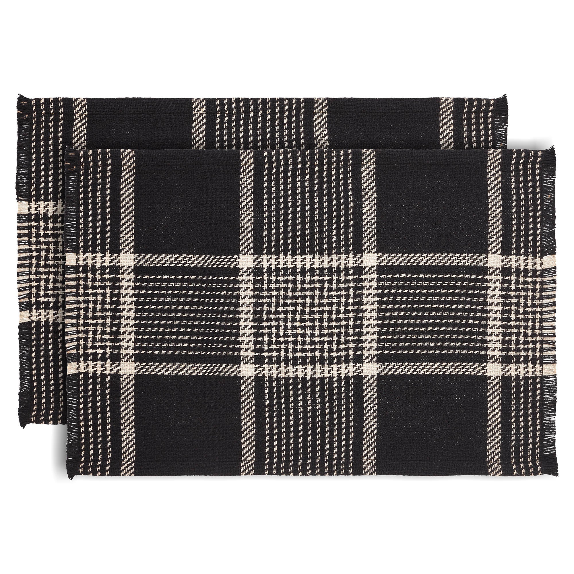 ๐ Eston Black Tan Plaid Placemat Set of 2 13x19 - Image 4
