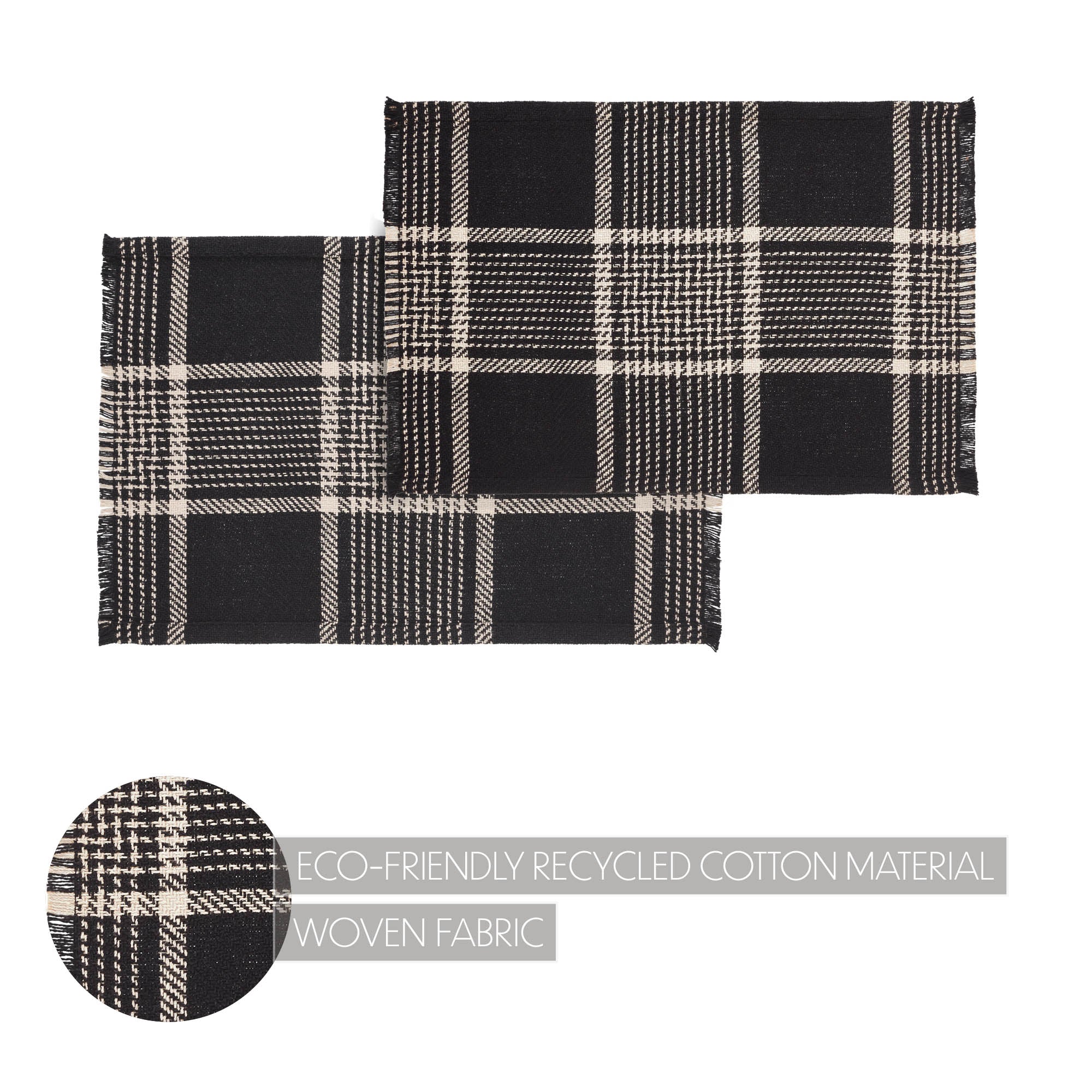 ๐ Eston Black Tan Plaid Placemat Set of 2 13x19 - Image 6