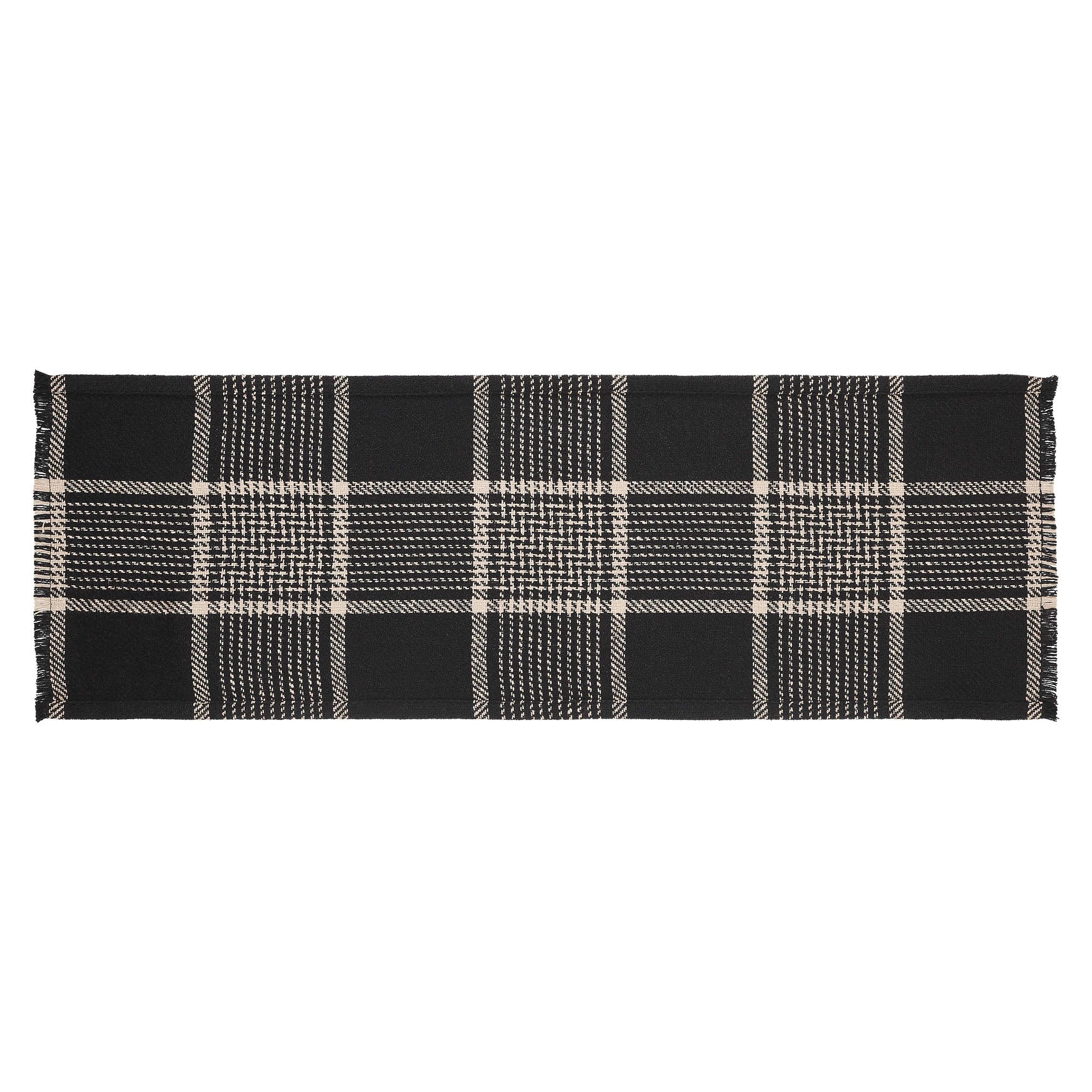 Eston Black Tan Plaid Runner 12" x 36" - Image 2