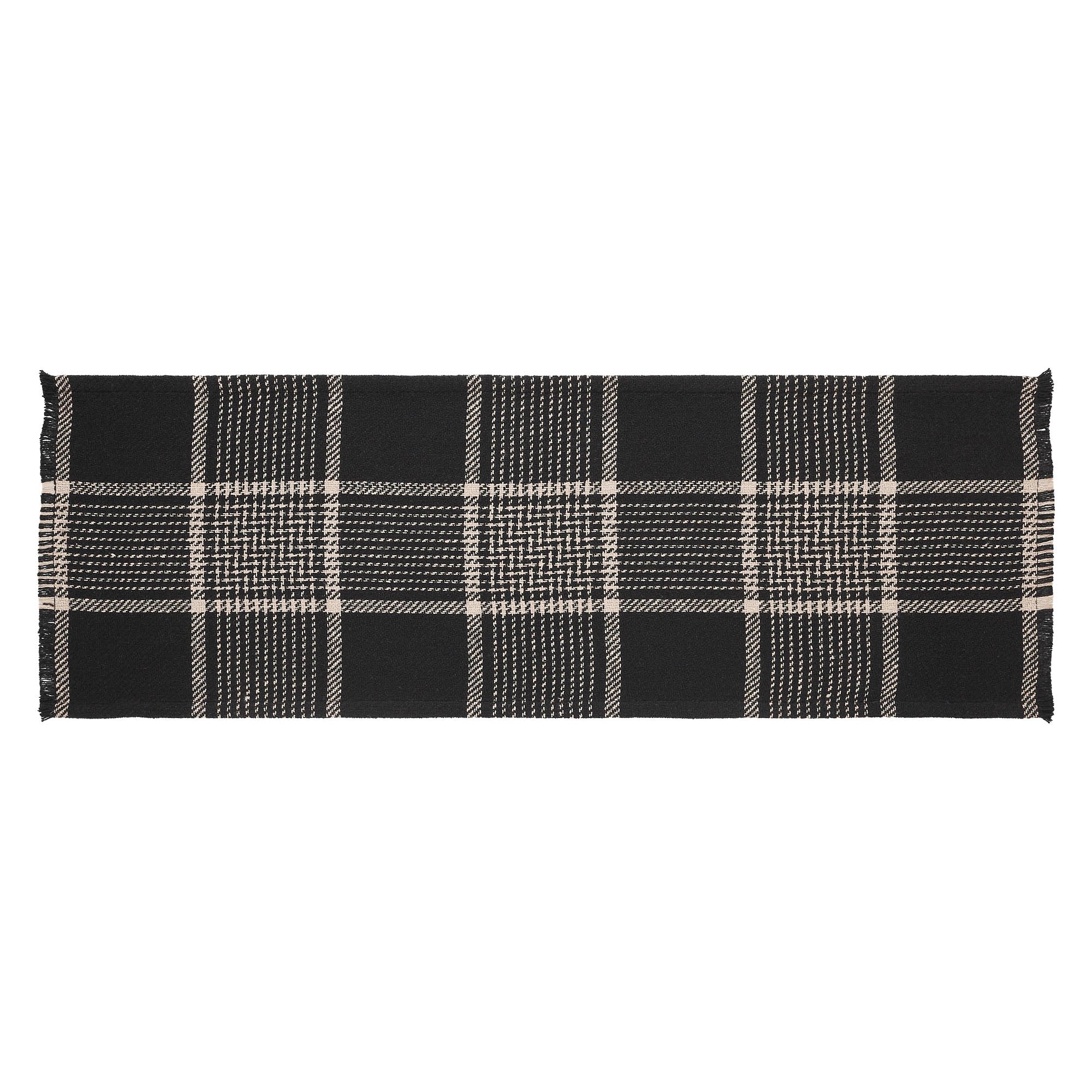 Eston Black Tan Plaid Runner 12" x 36" - Image 3
