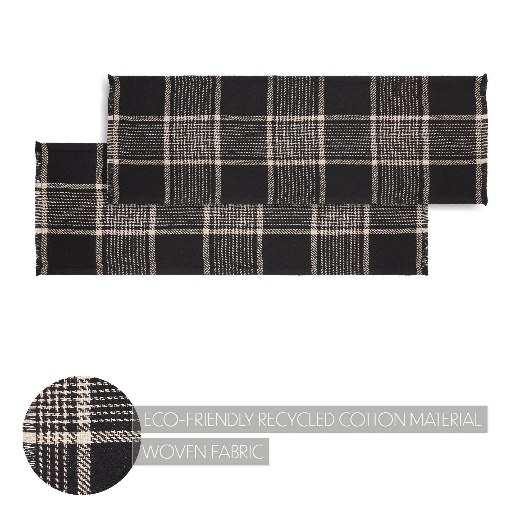 Eston Black Tan Plaid Runner 12" x 36" - Image 5
