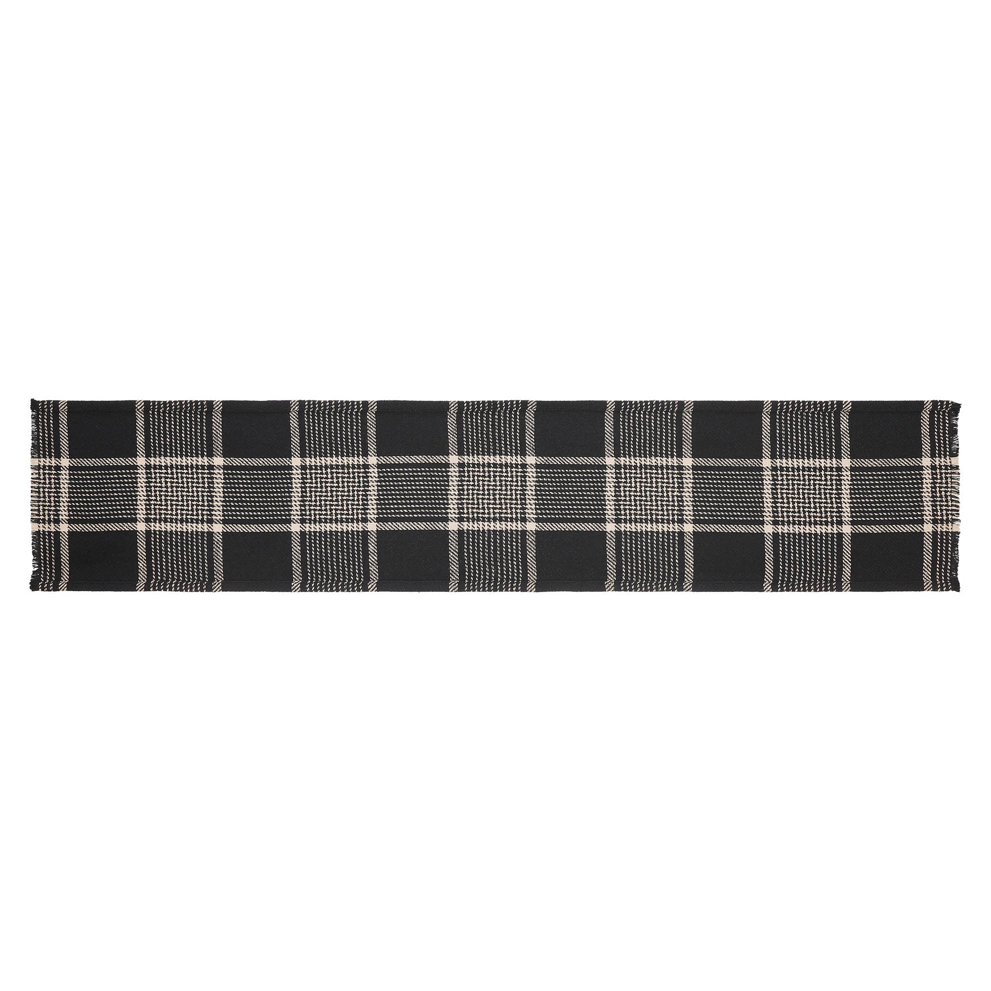 Eston Black Tan Plaid Table Runner 12" x 60" - Image 3
