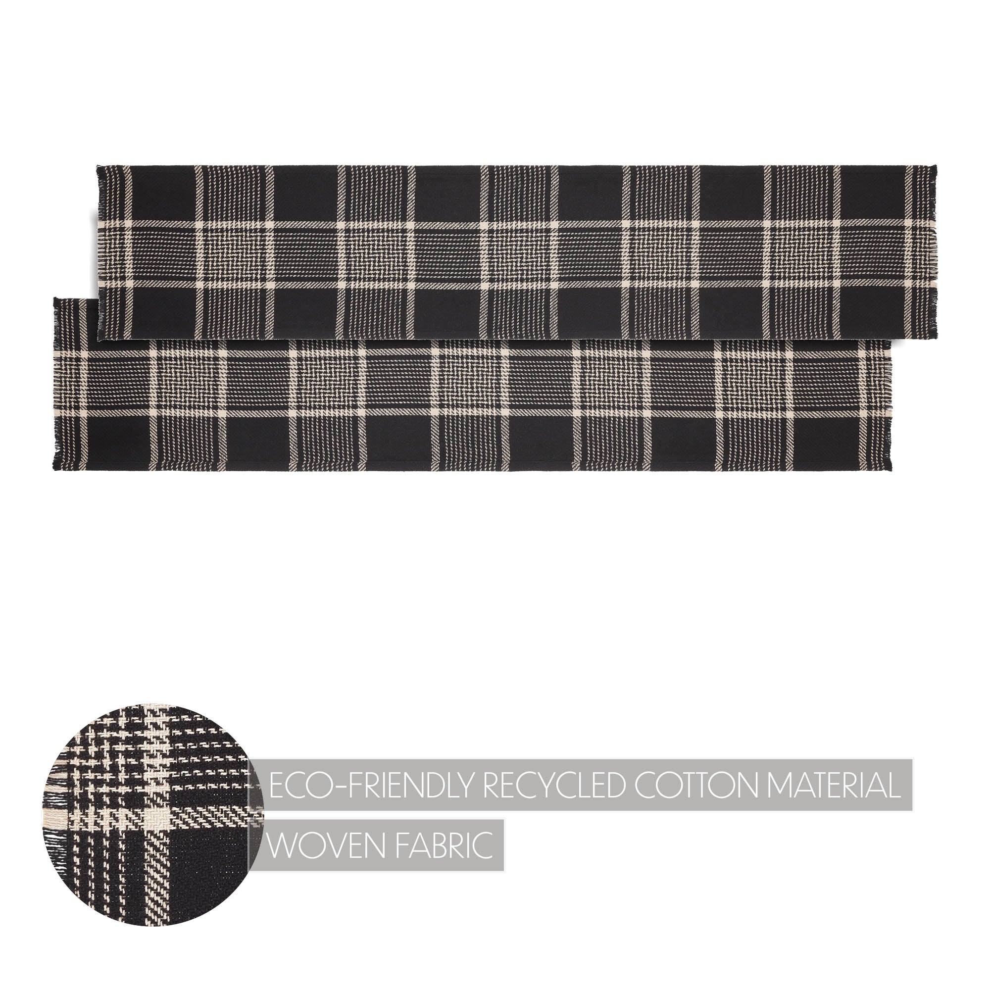 Eston Black Tan Plaid Table Runner 12" x 60" - Image 5