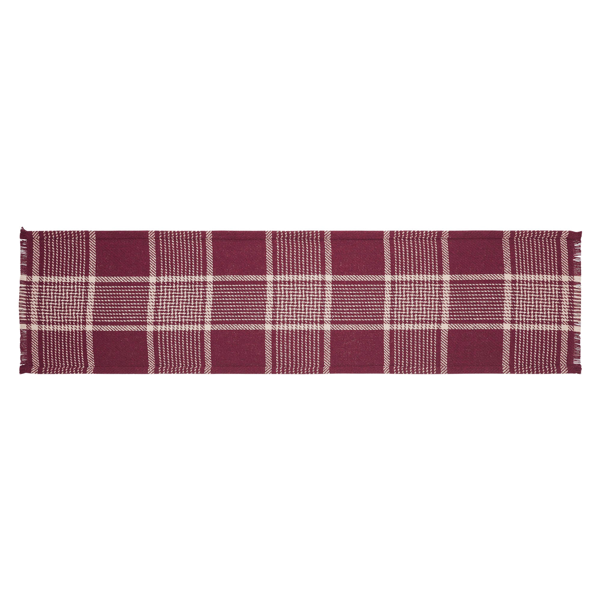 Eston Burgundy Tan Plaid 48" Table Runner - Image 5