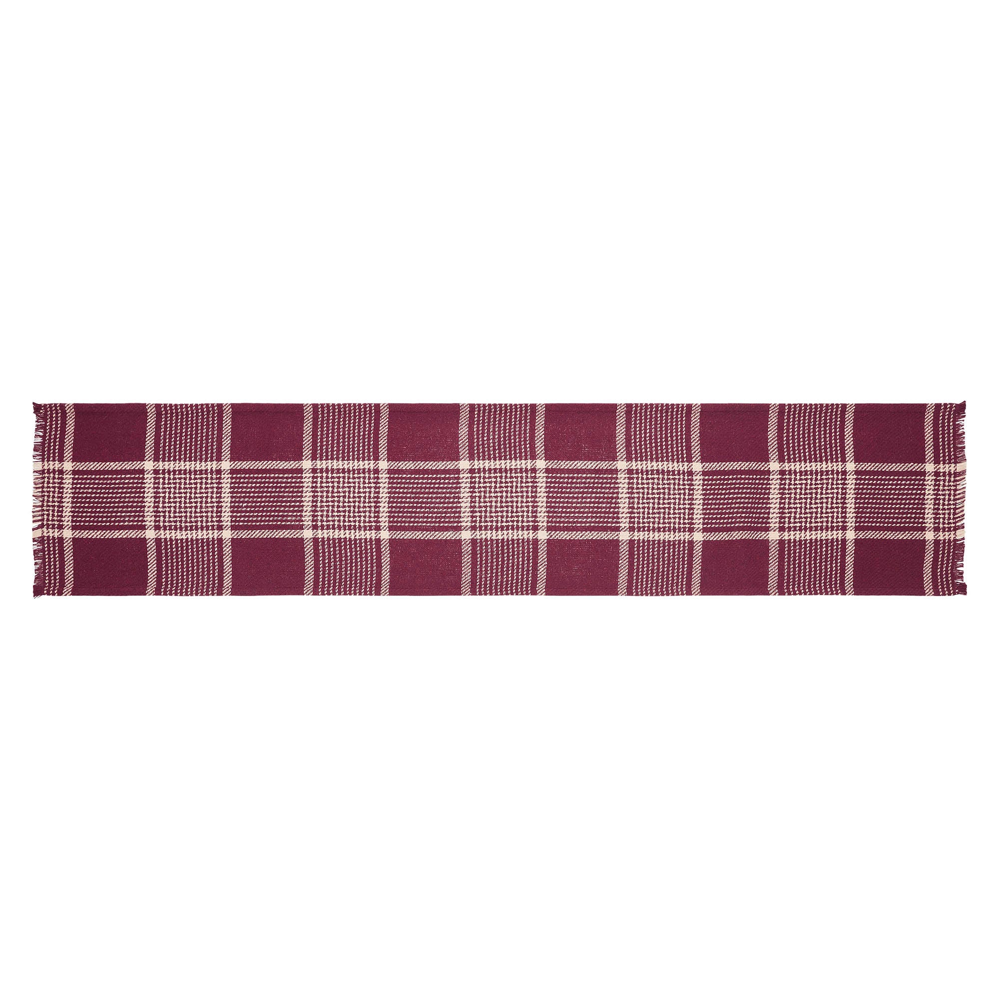 Eston Burgundy Tan Plaid 60" Table Runner - Image 5