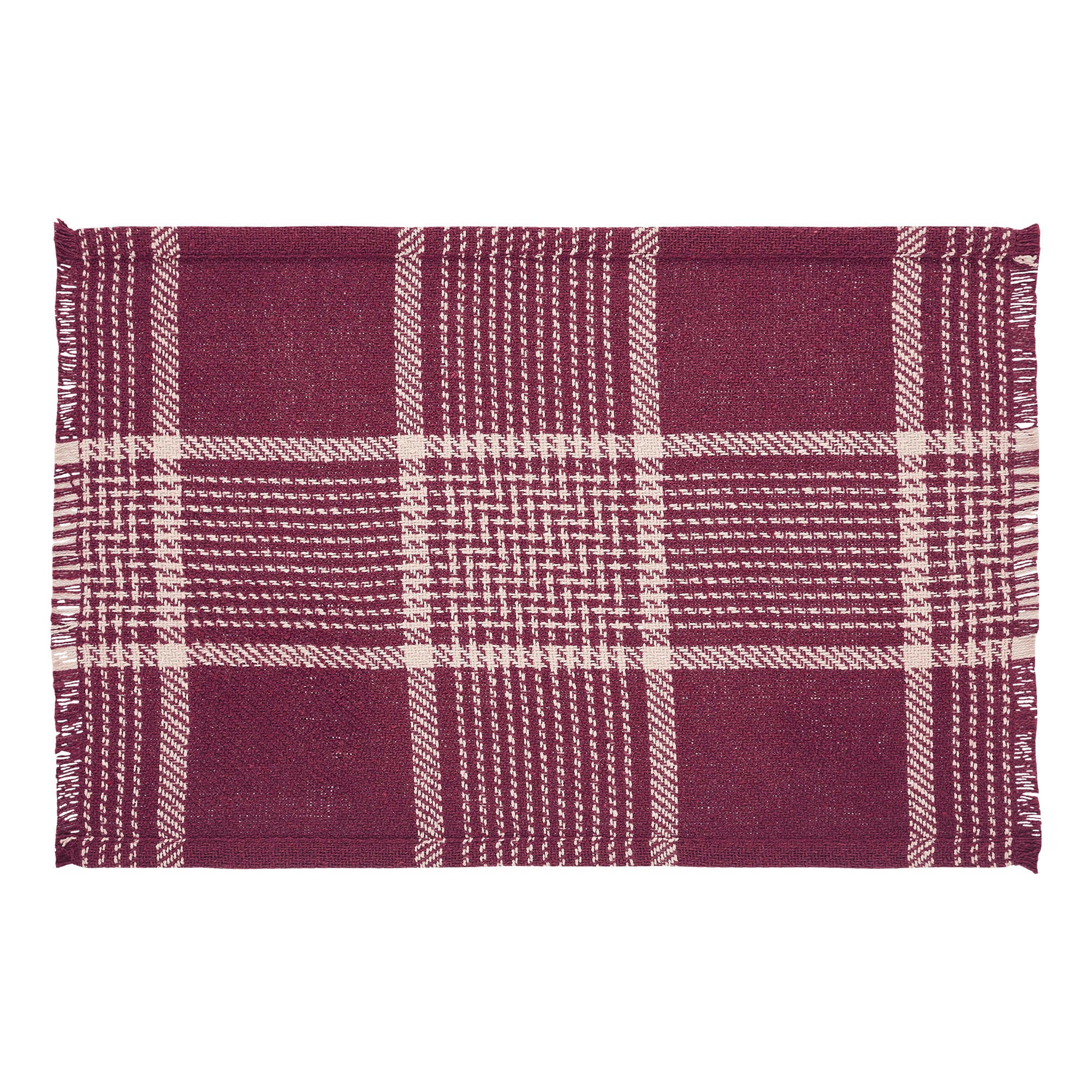 Eston Burgundy Tan Plaid Placemat Set of 2 - Image 2