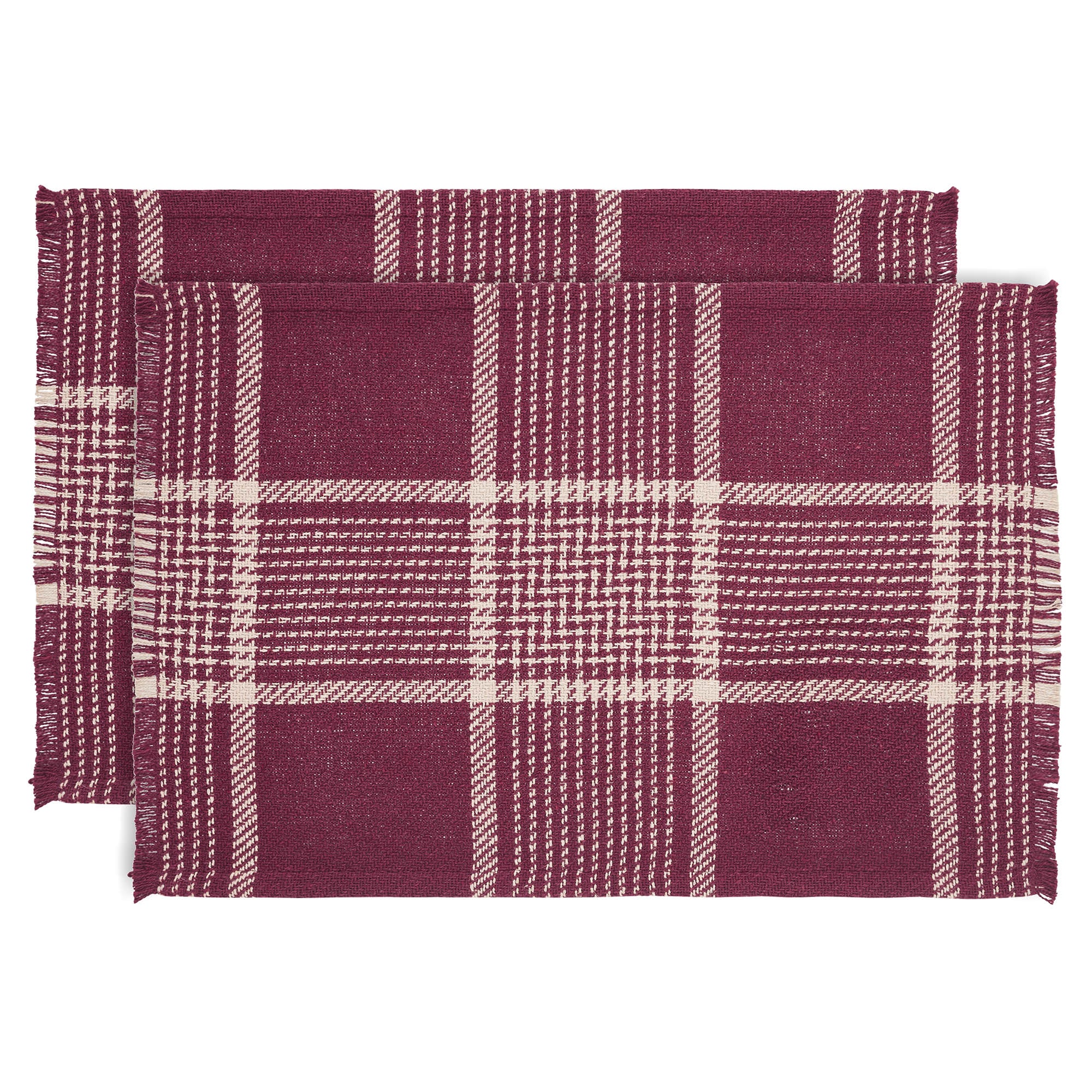 Eston Burgundy Tan Plaid Placemat Set of 2 - Image 5