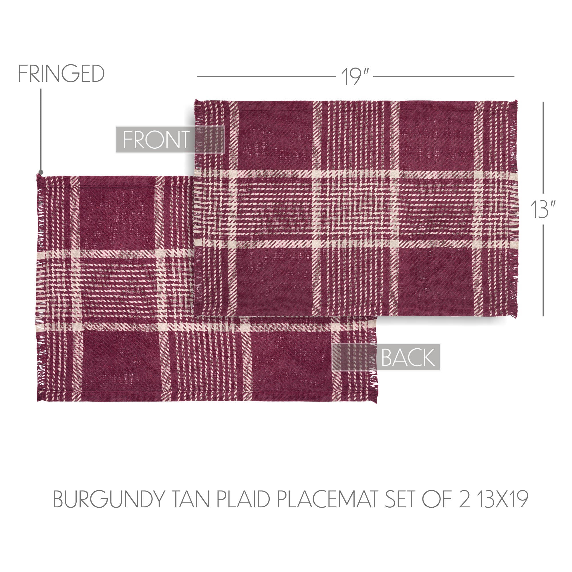 Eston Burgundy Tan Plaid Placemat Set of 2 - Image 6