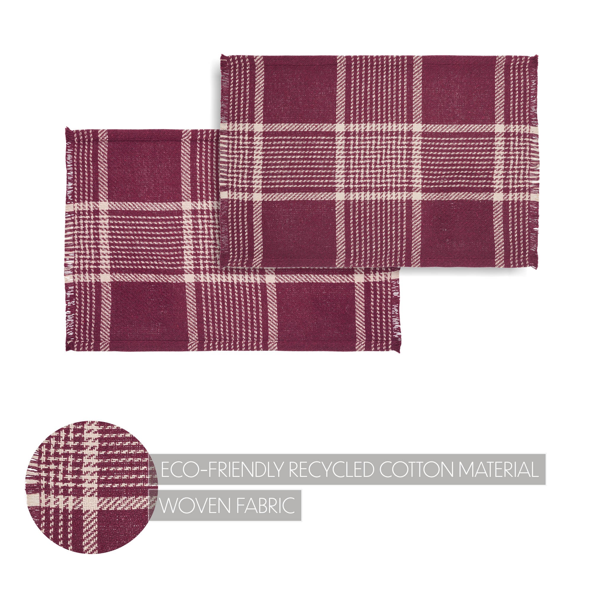 Eston Burgundy Tan Plaid Placemat Set of 2 - Image 7