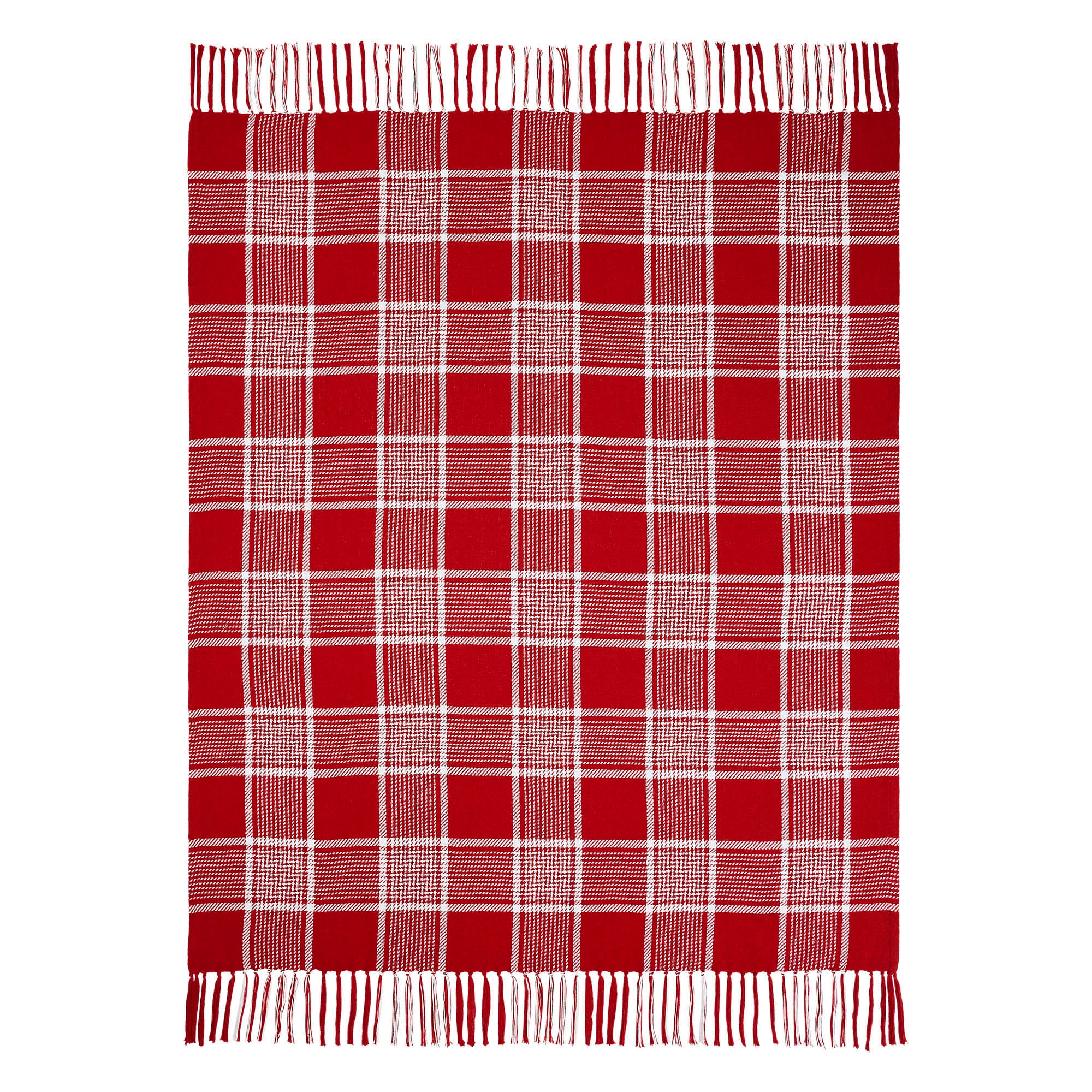 Eston Red White Plaid Woven Throw 50" x 60" - Image 3