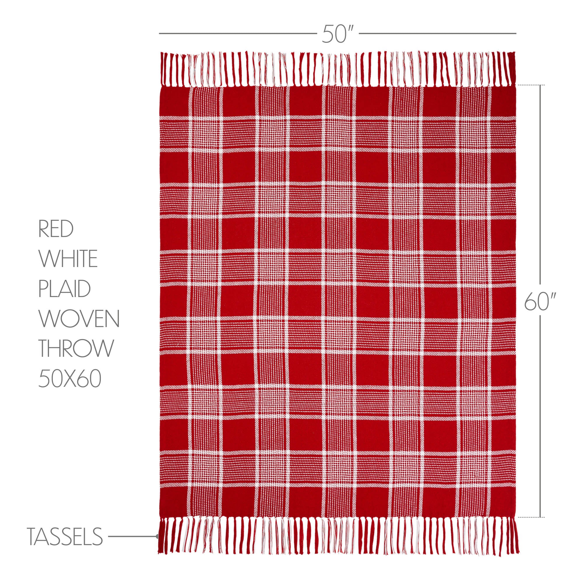 Eston Red White Plaid Woven Throw 50" x 60" - Image 4
