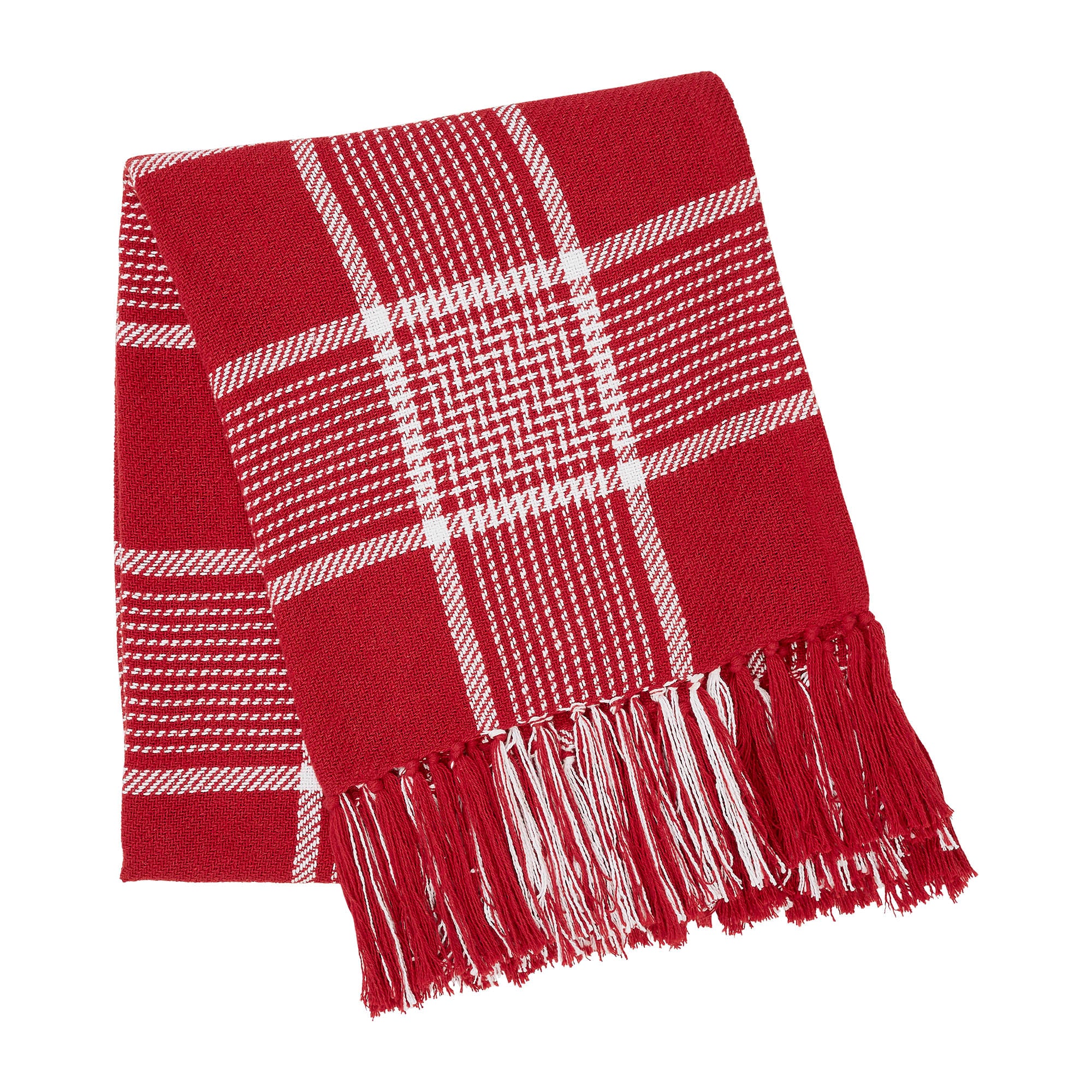 Eston Red White Plaid Woven Throw 50" x 60" - Image 6