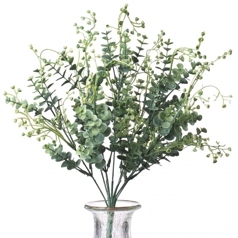 Eucalyptus Silver Green Mix 15" Faux Bush