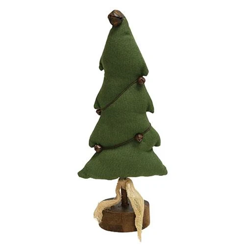 ๐ Fabric Christmas Tree with Bells 11" H