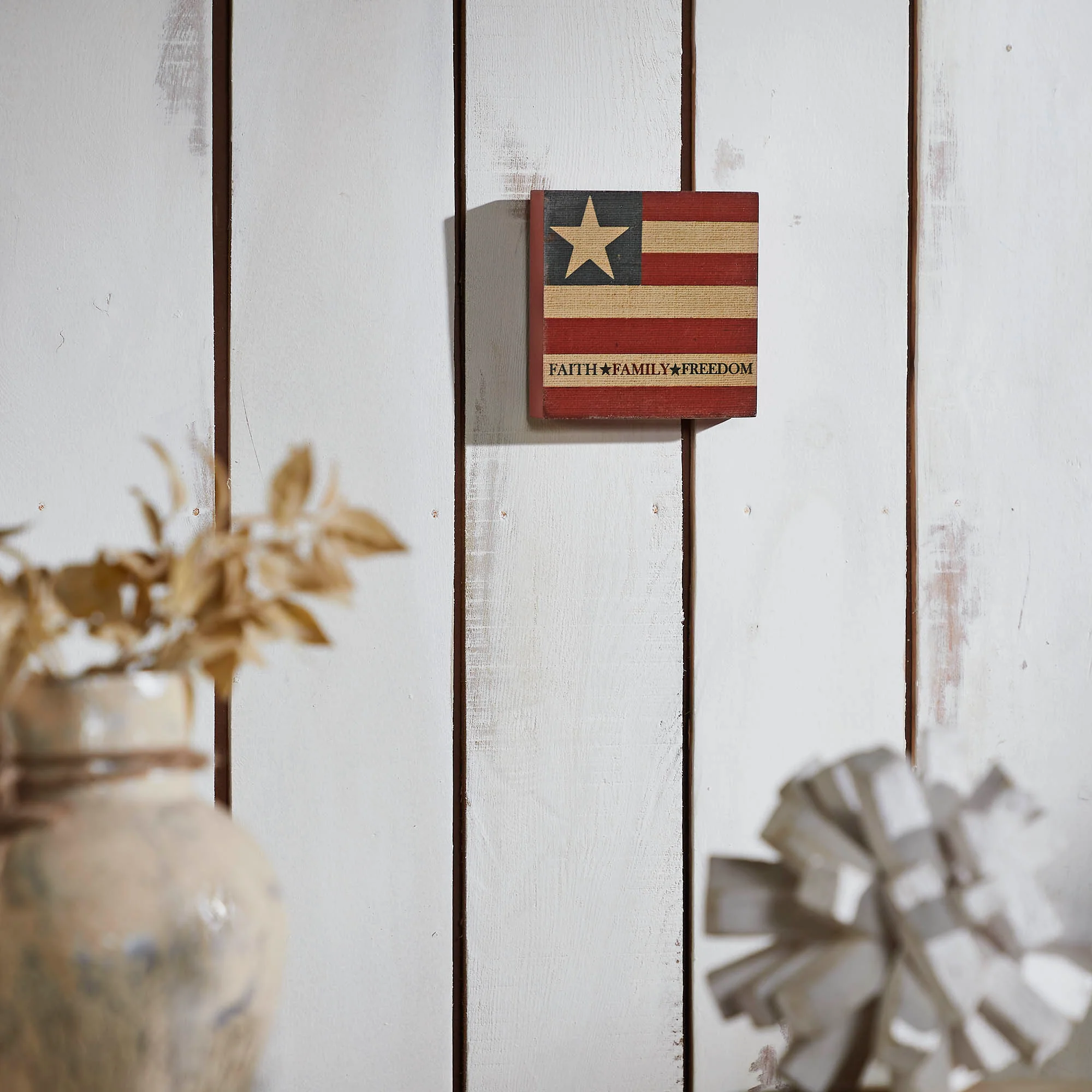 Faith Family Freedom 5" American Flag Block Sign - Image 2