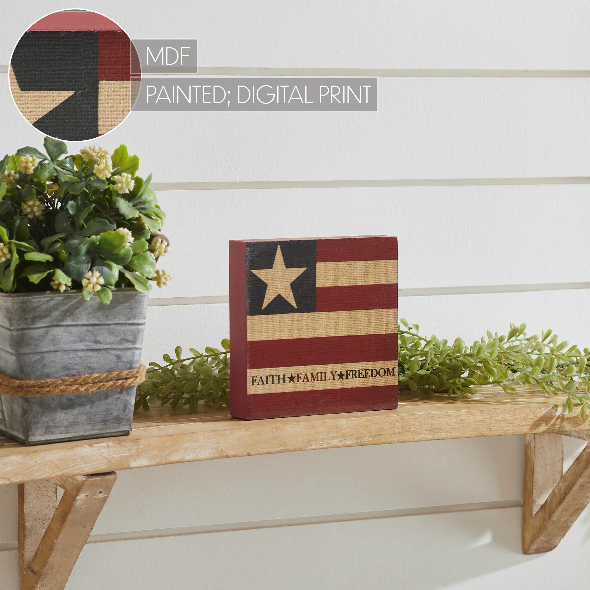 Faith Family Freedom 5" American Flag Block Sign - Image 7
