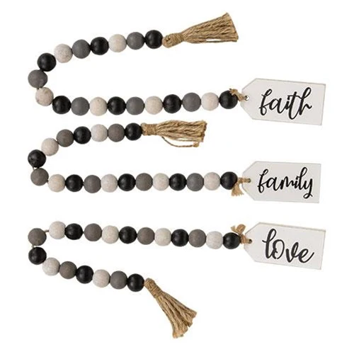 ๐ Faith, Love, Family Beaded Tag Hangers Set of 3