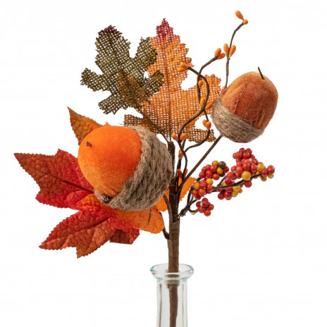 ๐ Fall Acorn Maple 14" Faux Leaves Pick