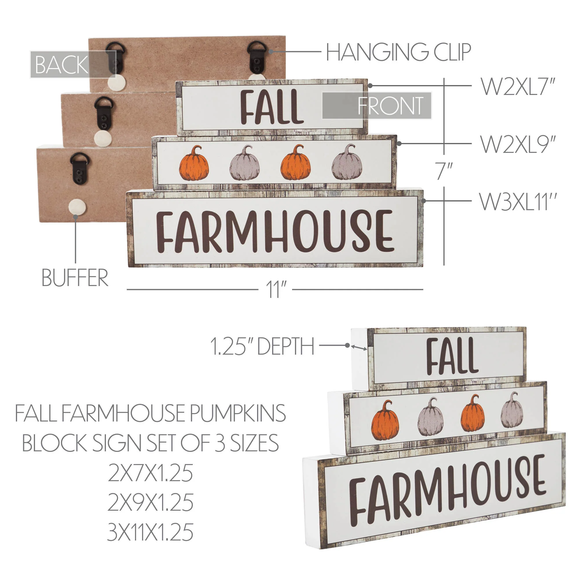 Fall Farmhouse Pumpkins Block Sign - Image 5