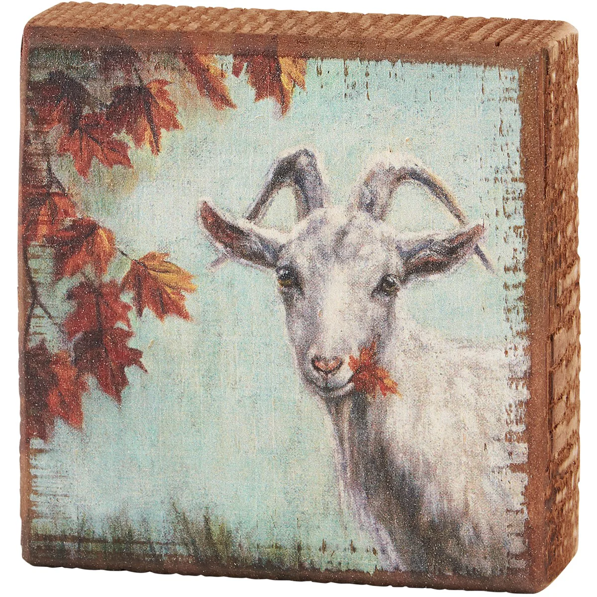 ๐ Fall Goat 4" Small Wooden Block Sign
