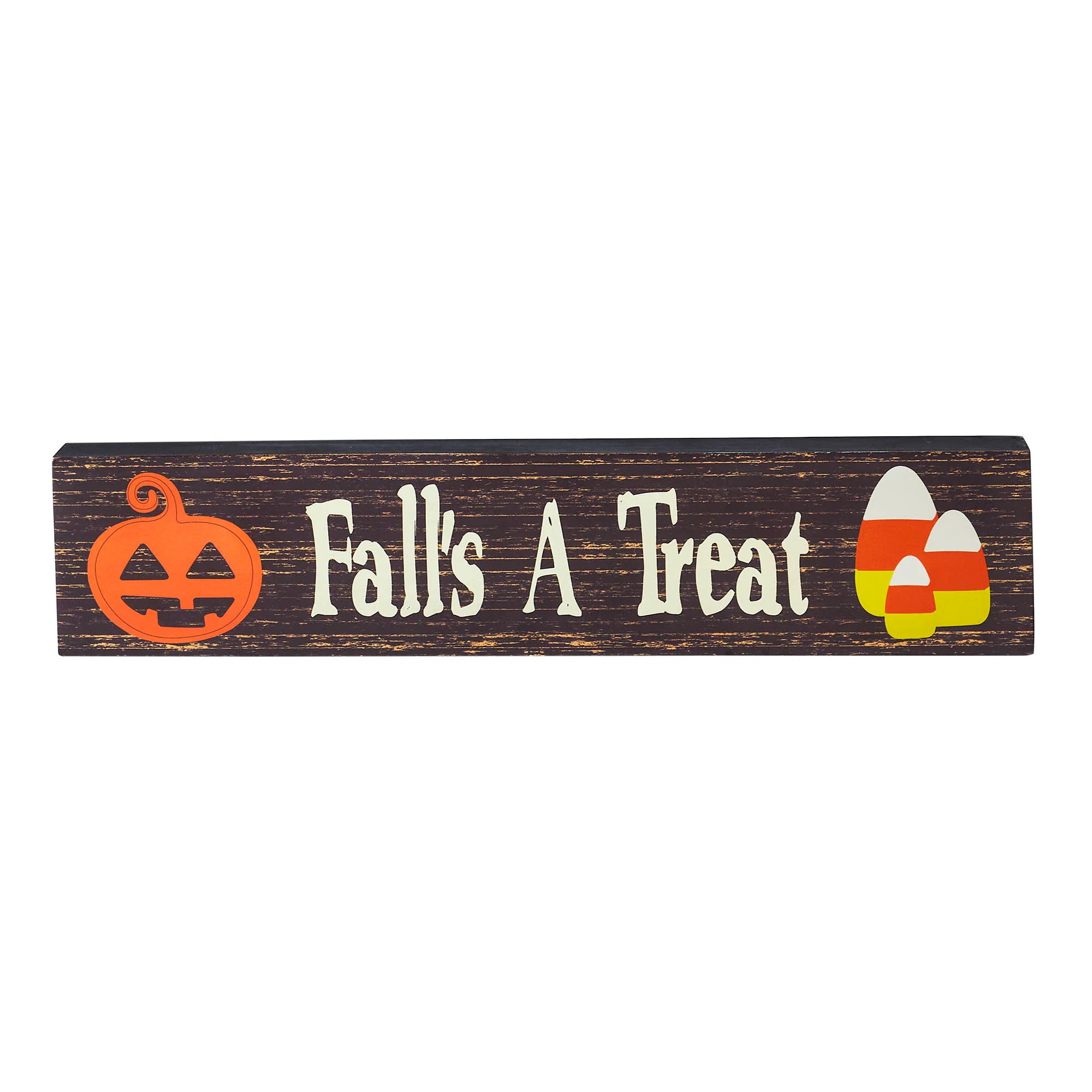 Fall's A Treat Candy Corn and Jack O' Lantern 14" Sitter Sign - Image 2