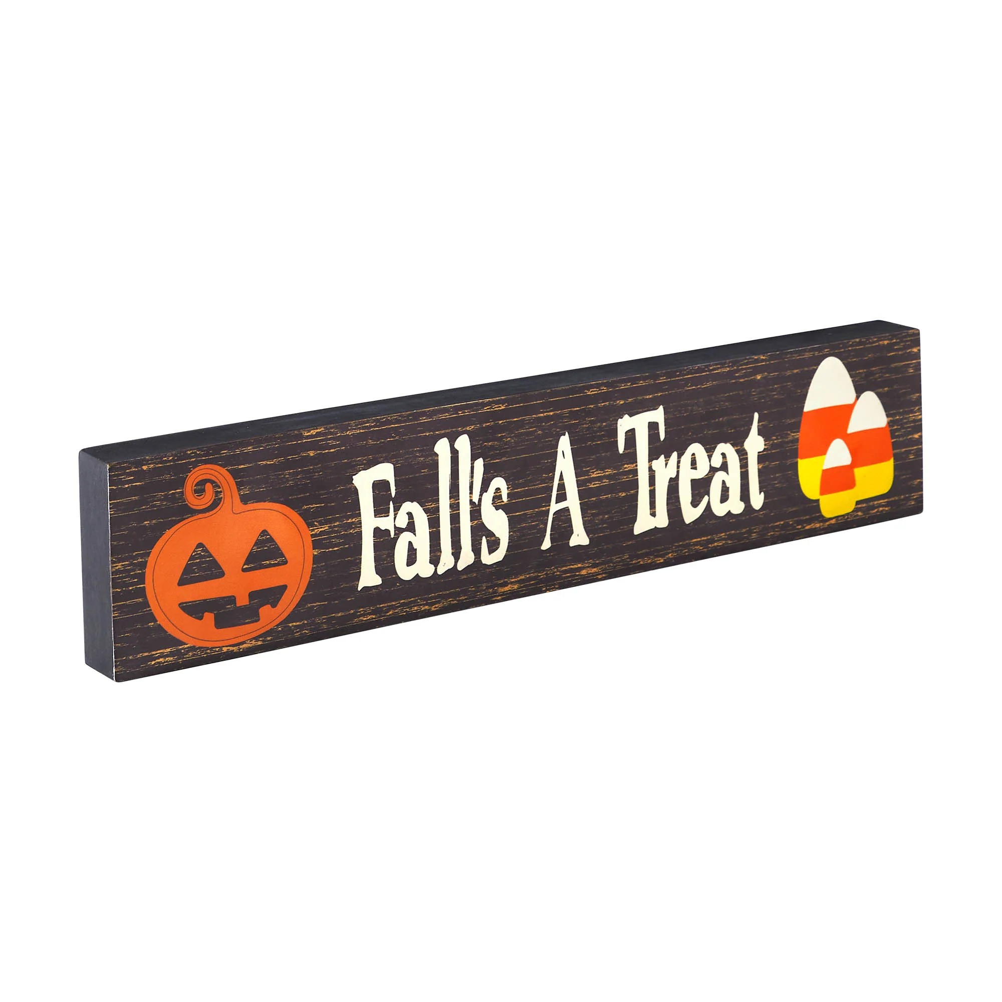 Fall's A Treat Candy Corn and Jack O' Lantern 14" Sitter Sign - Image 4
