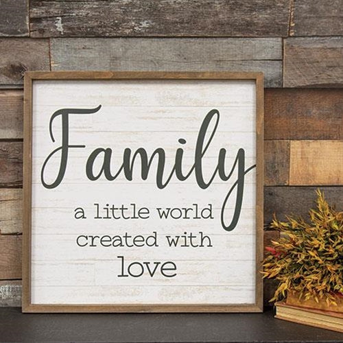 Family A Little World Created With Love 19" Framed Sign - Image 2