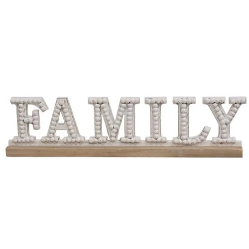 Family Beaded White Wood Sitter 21.75" - Image 2