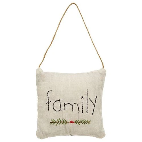 Family Embroidered Christmas Pillow Ornament