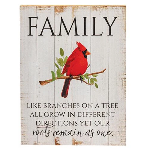 ๐ Family Sentiment Cardinal 10" Block Sign