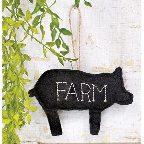 💙 Farm Black Pig Felt Ornament