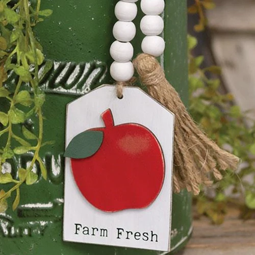 Farm Fresh Apple Tag White Beaded Garland - Image 2