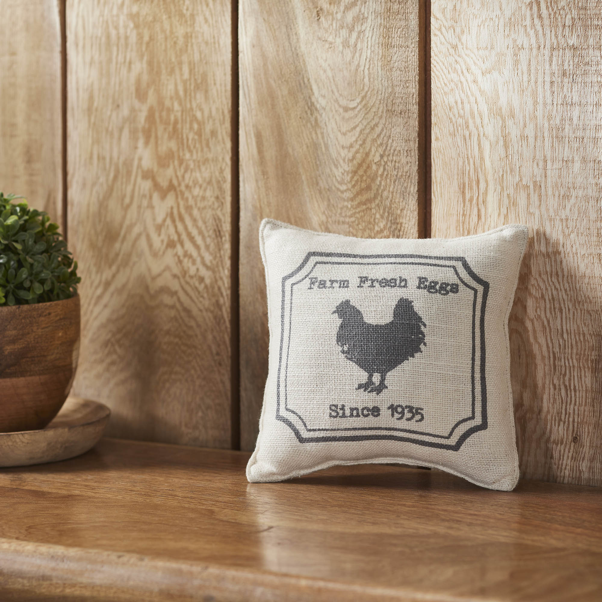Farm Fresh Eggs Chicken Silhouette 6" Small Accent Pillow