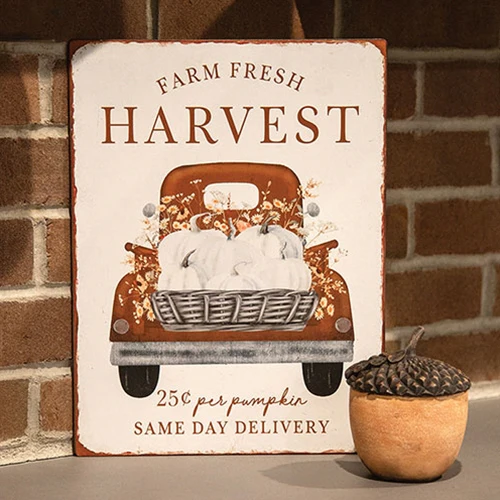 💙 Farm Fresh Harvest Truck Metal Sign - Image 3