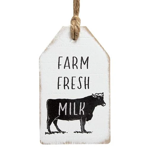 Farm Fresh Milk Cow Wood Tag - Image 3