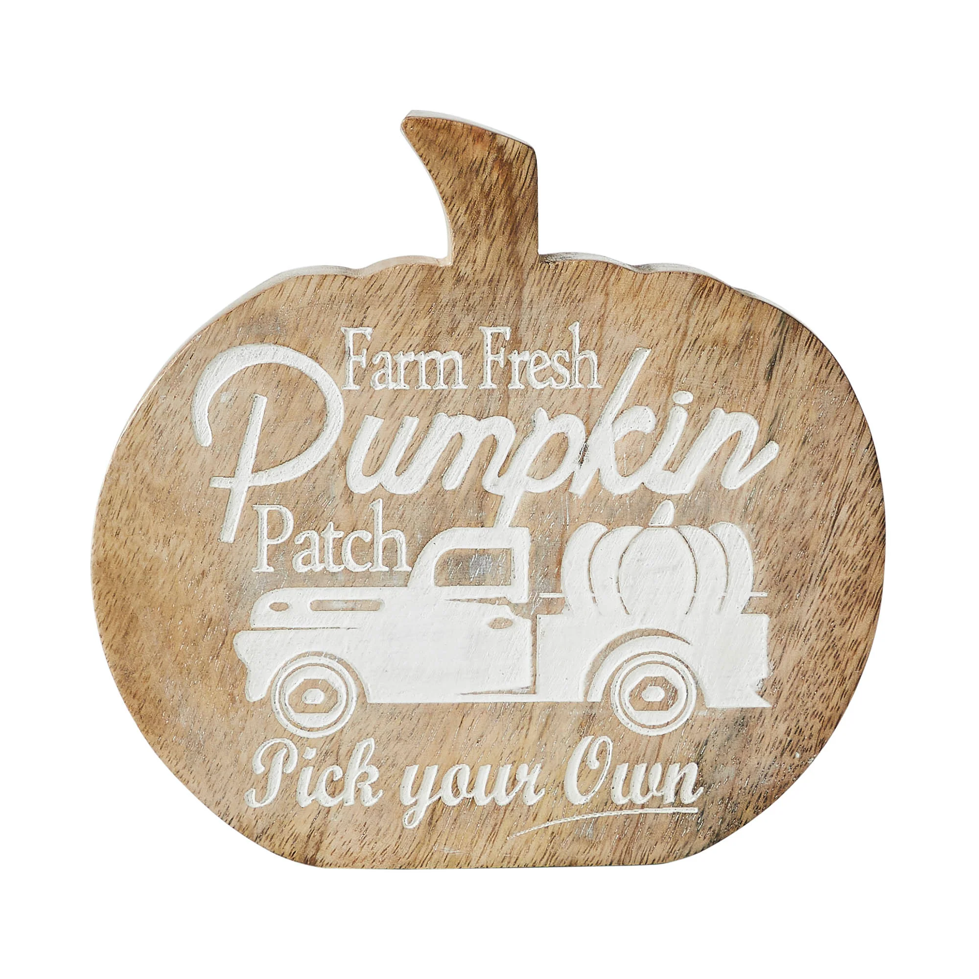 Farm Fresh Pumpkin Patch Pumpkin Shaped Wood Decor 6" H - Image 2