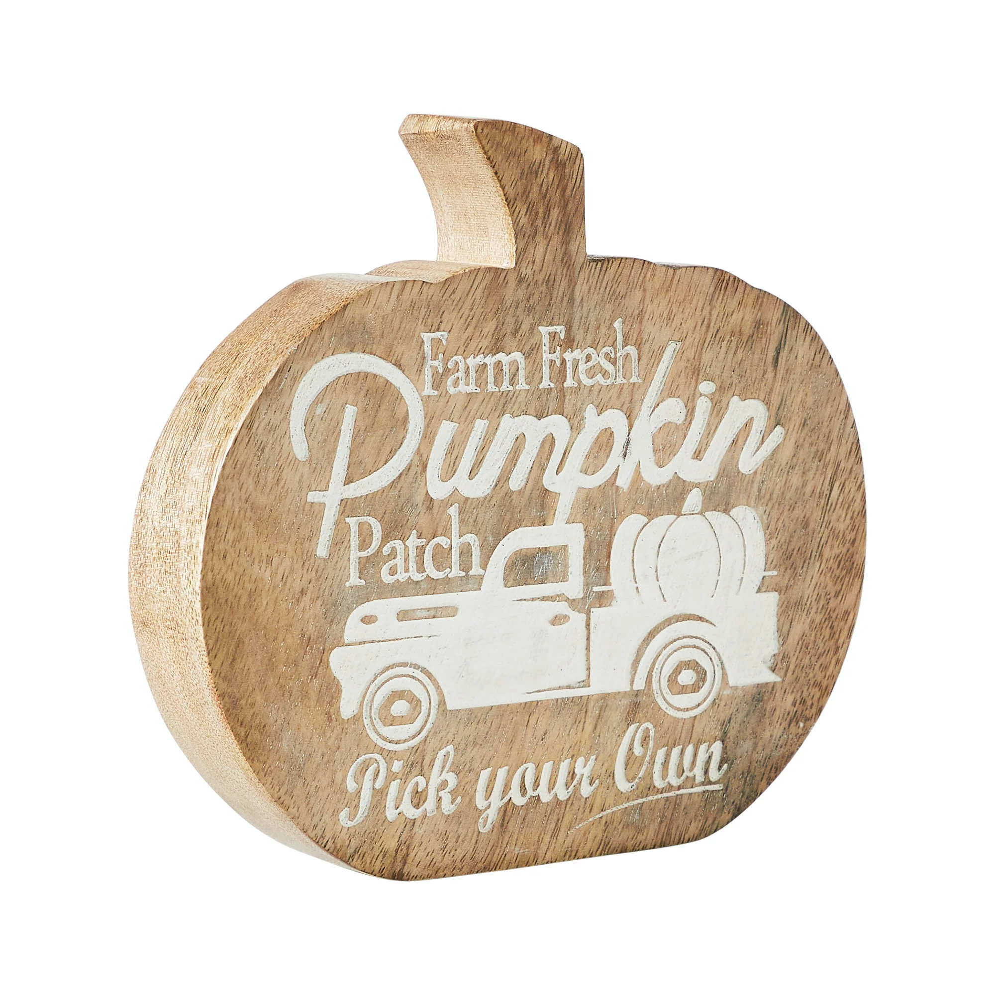 Farm Fresh Pumpkin Patch Pumpkin Shaped Wood Decor 6" H - Image 4