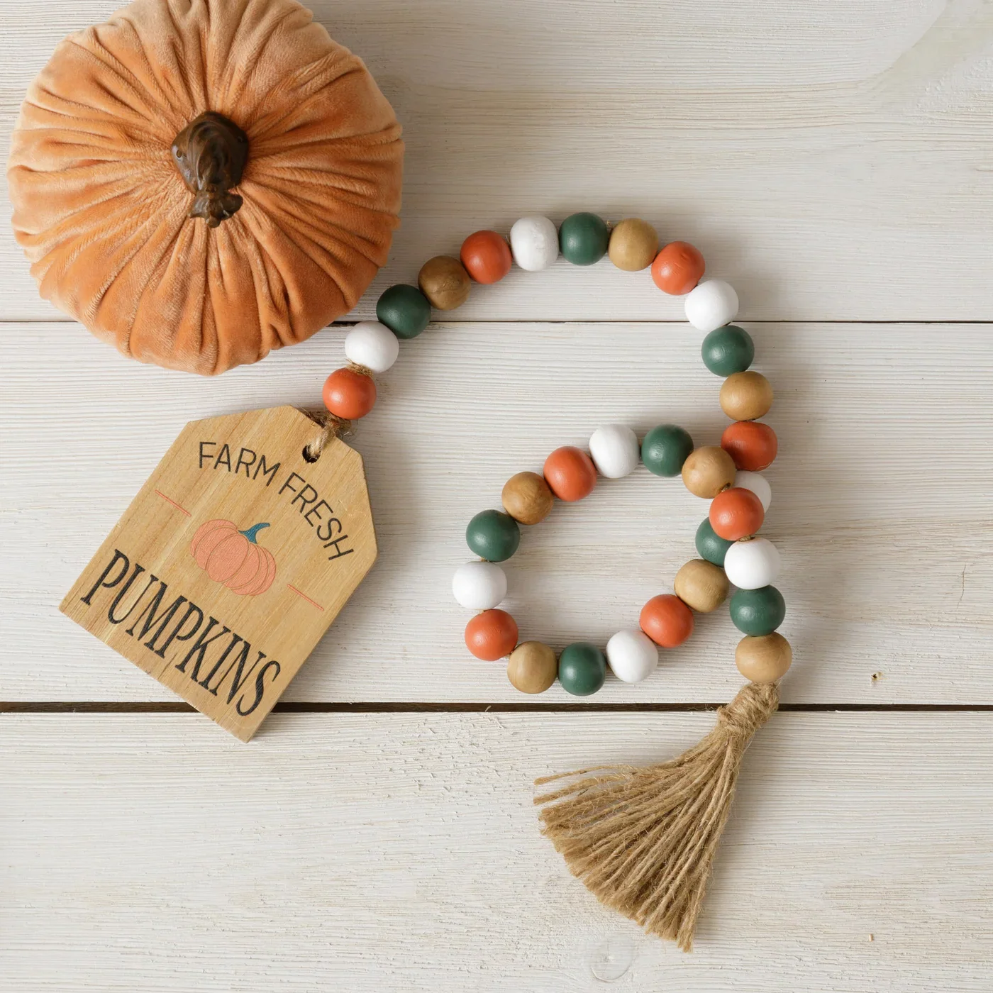 Farm Fresh Pumpkins Embossed Farmhouse Beads