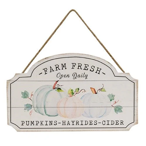 Farm Fresh Pumpkins Hayrides Cider Wood Sign