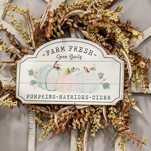 Farm Fresh Pumpkins Hayrides Cider Wood Sign - Image 2