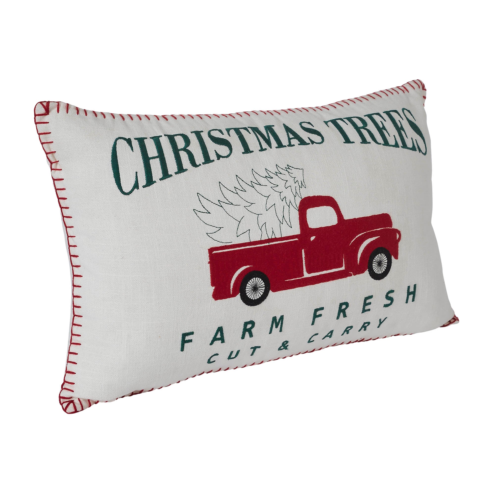 Farm Fresh Red Truck Christmas Accent Pillow - Image 2