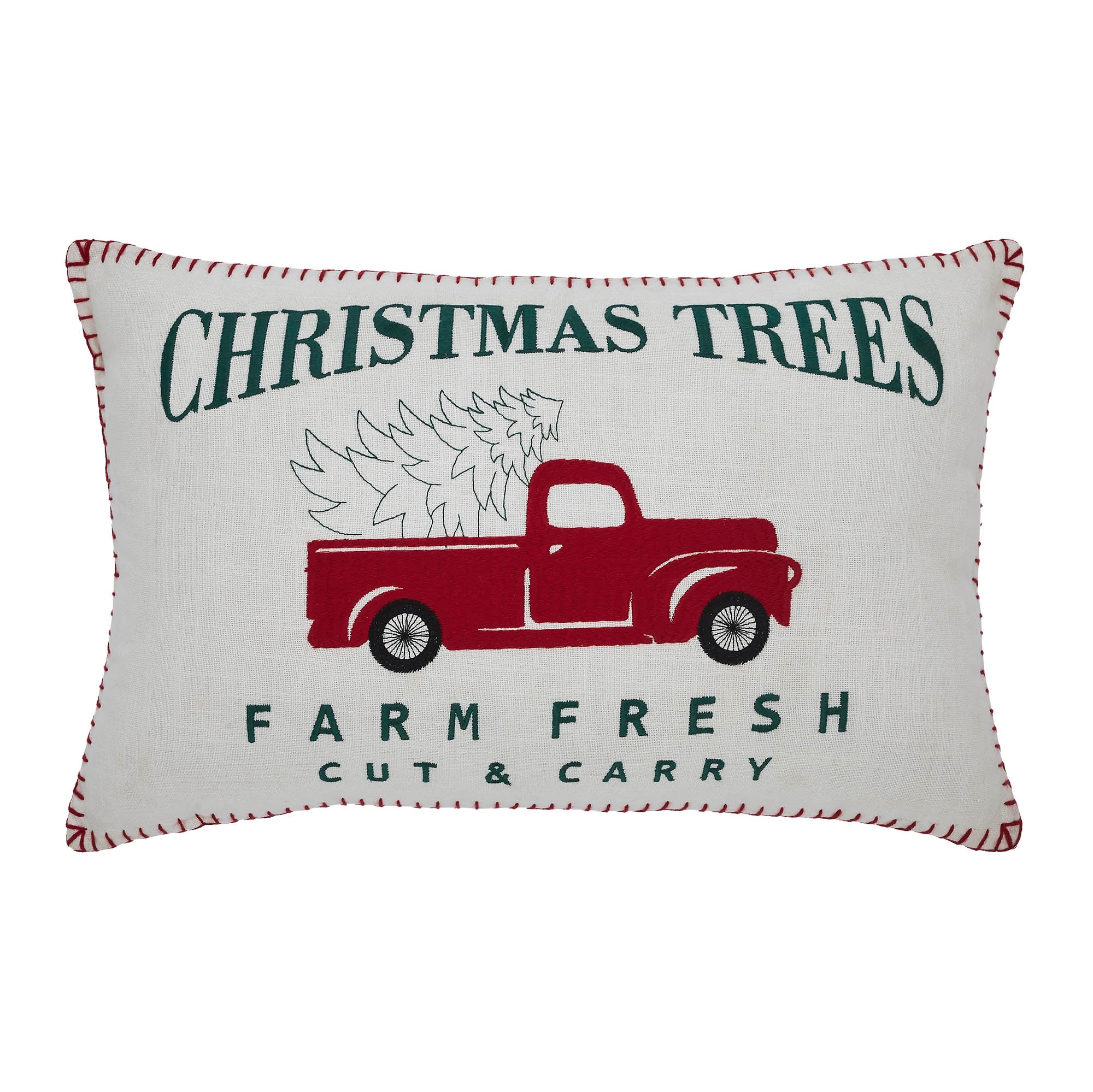 Farm Fresh Red Truck Christmas Accent Pillow - Image 4