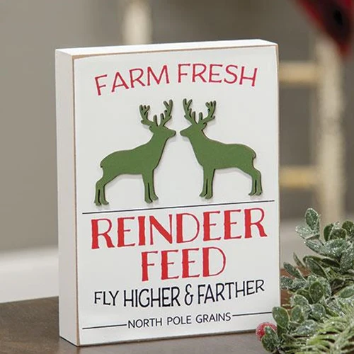 Farm Fresh Reindeer Feed 8" Box Sign