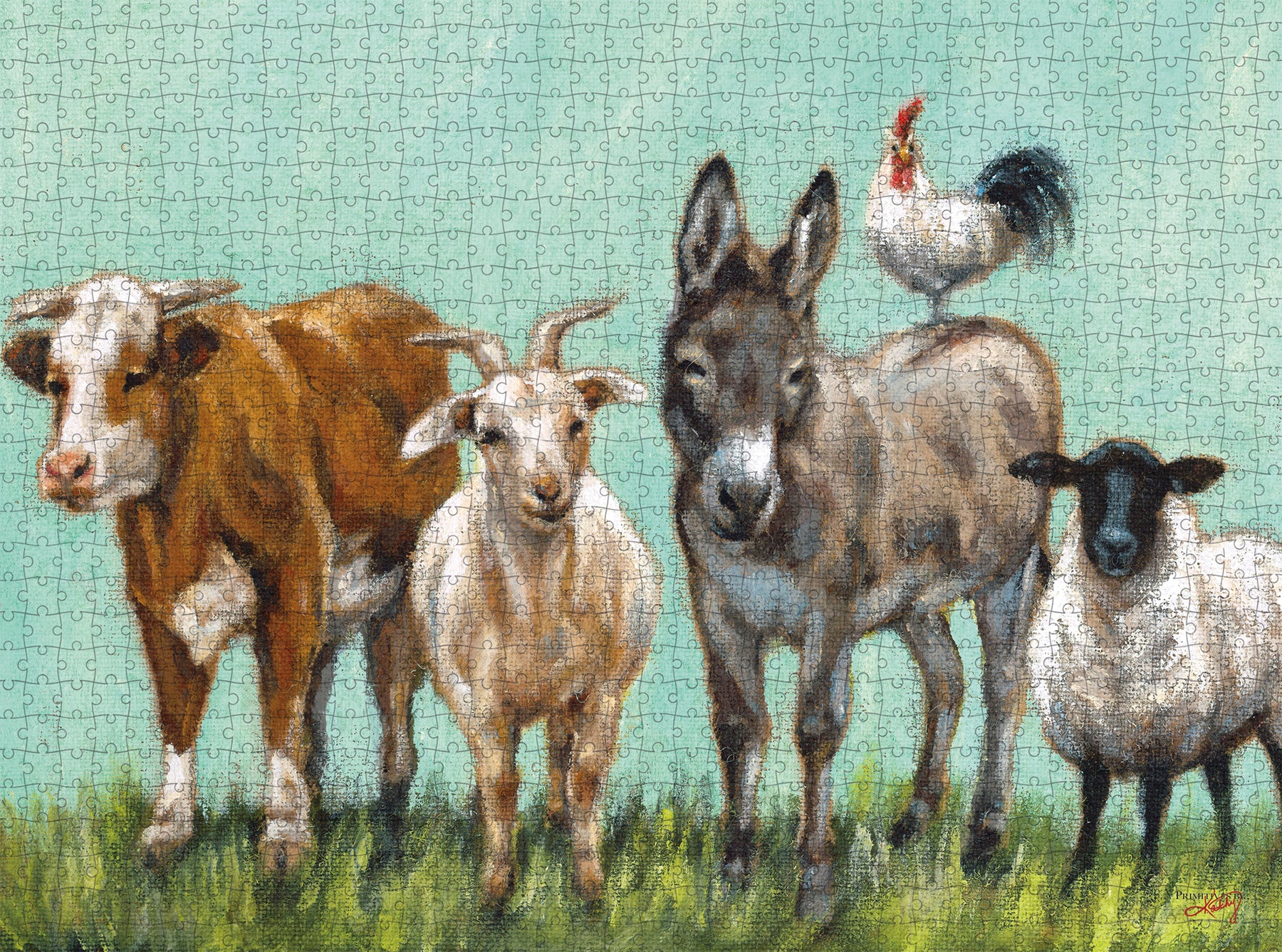 💙 Farm Friends 1000 piece Puzzle Goat Donkey Cow Chicken - Image 3