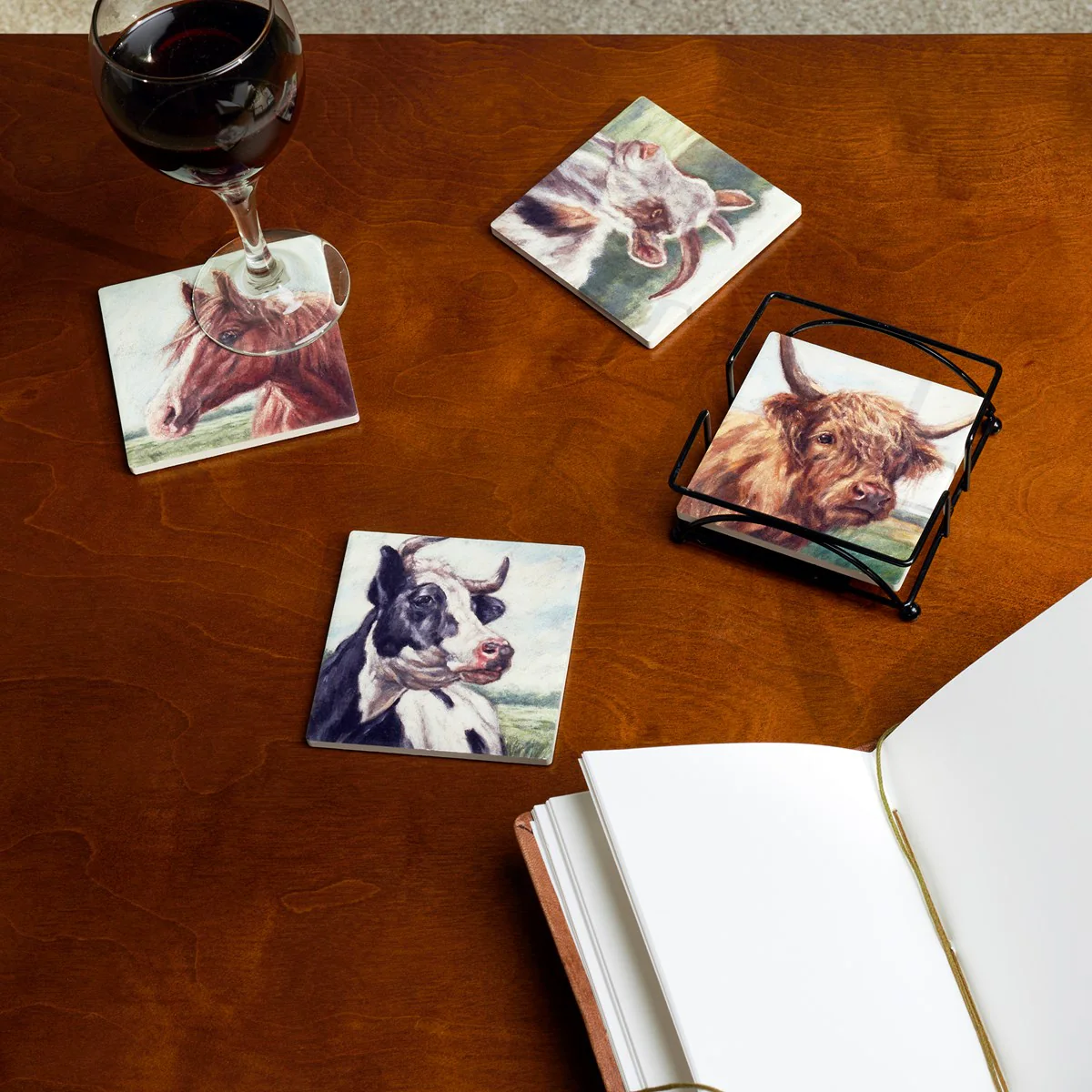 ๐๐ 20 DAYS OF FARM LIFE Farm Friends Stone Coaster Set in Holder - Image 2