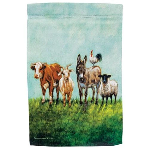 Farmhouse Animal Family Garden Flag