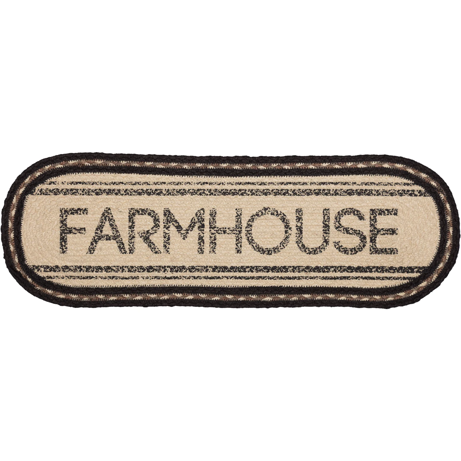 Farmhouse Charcoal And Creme Jute Oval Runner 8" x 24" - Image 3
