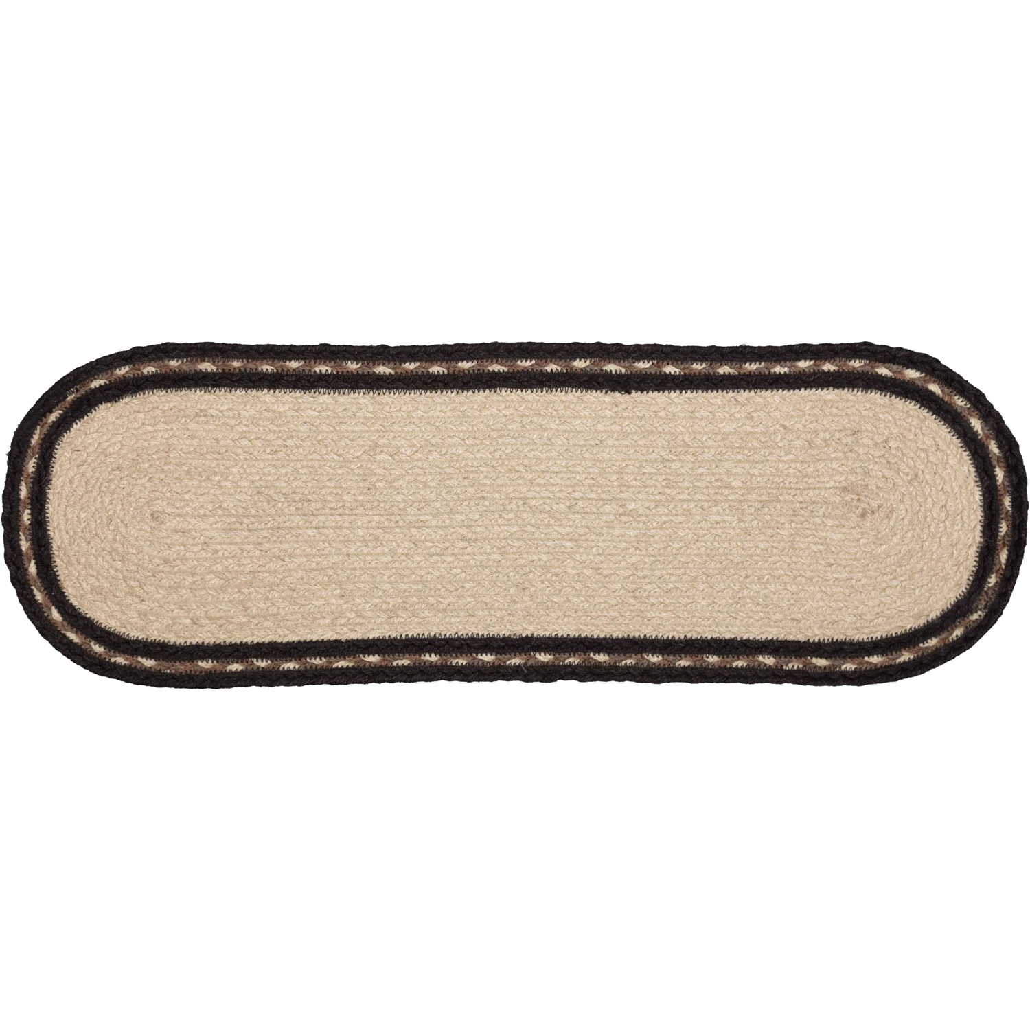 Farmhouse Charcoal And Creme Jute Oval Runner 8" x 24" - Image 4