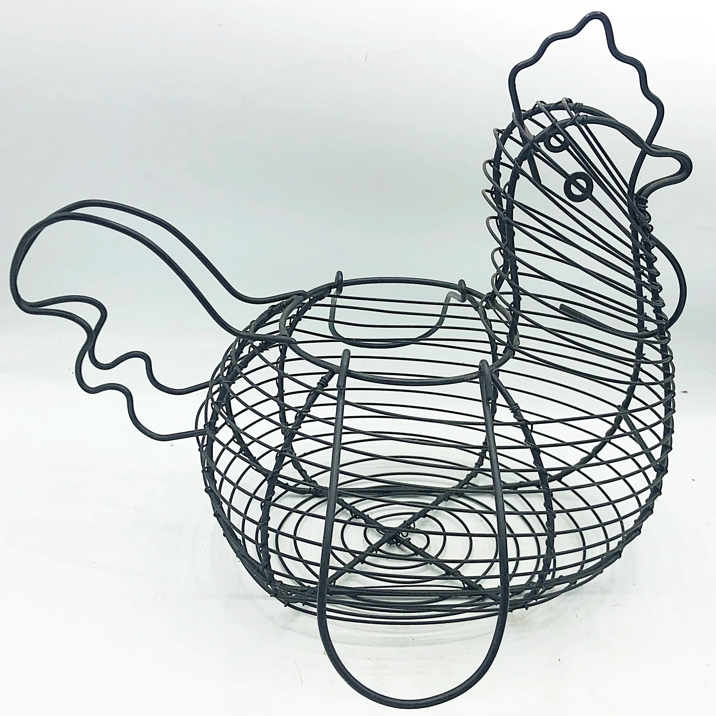 ๐ Farmhouse Chicken Shaped Black Wire Basket