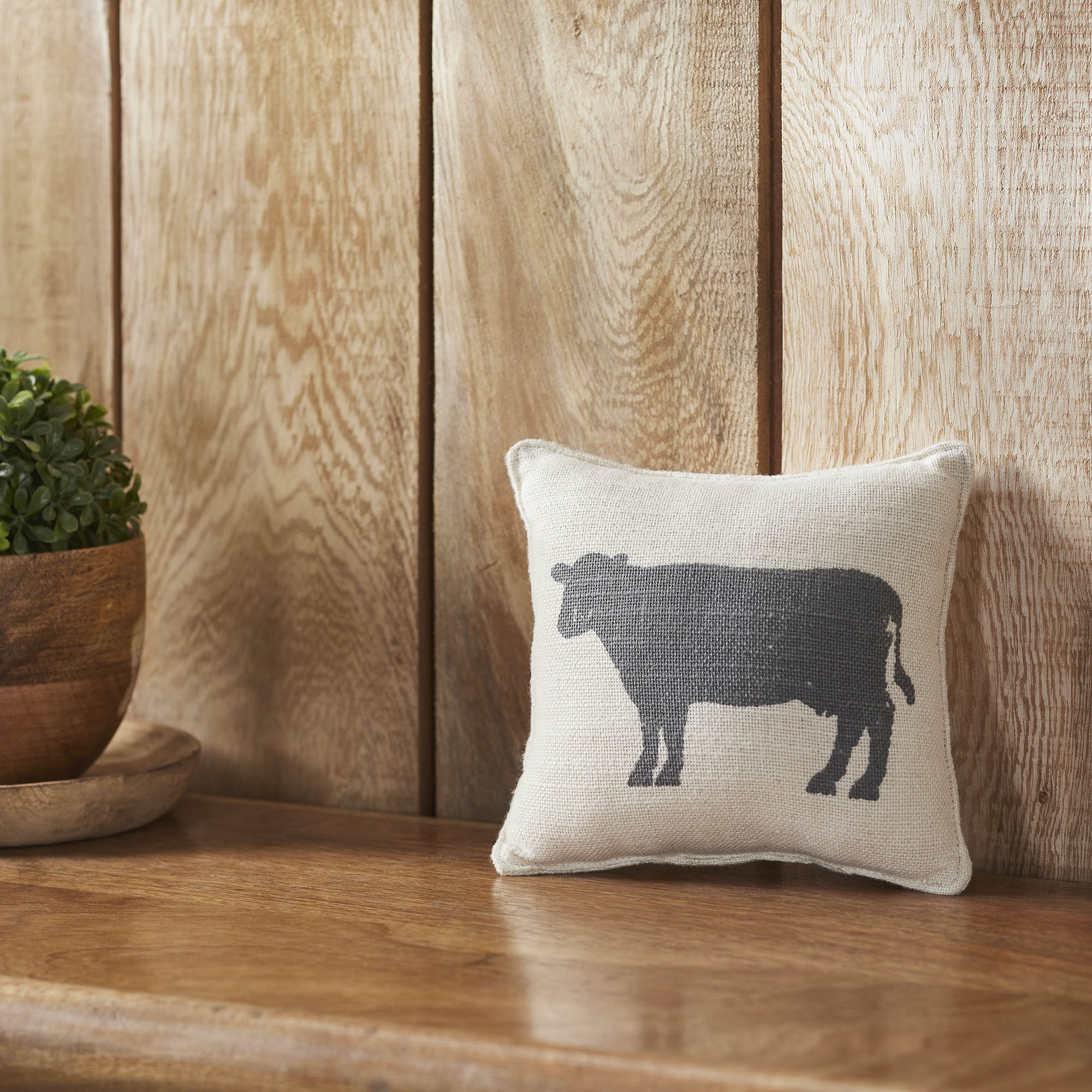 Farmhouse Cow Silhouette 6" Mini Accent Pillow